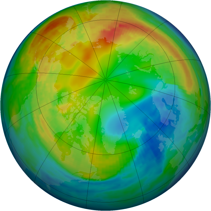Arctic ozone map for 11 February 1993